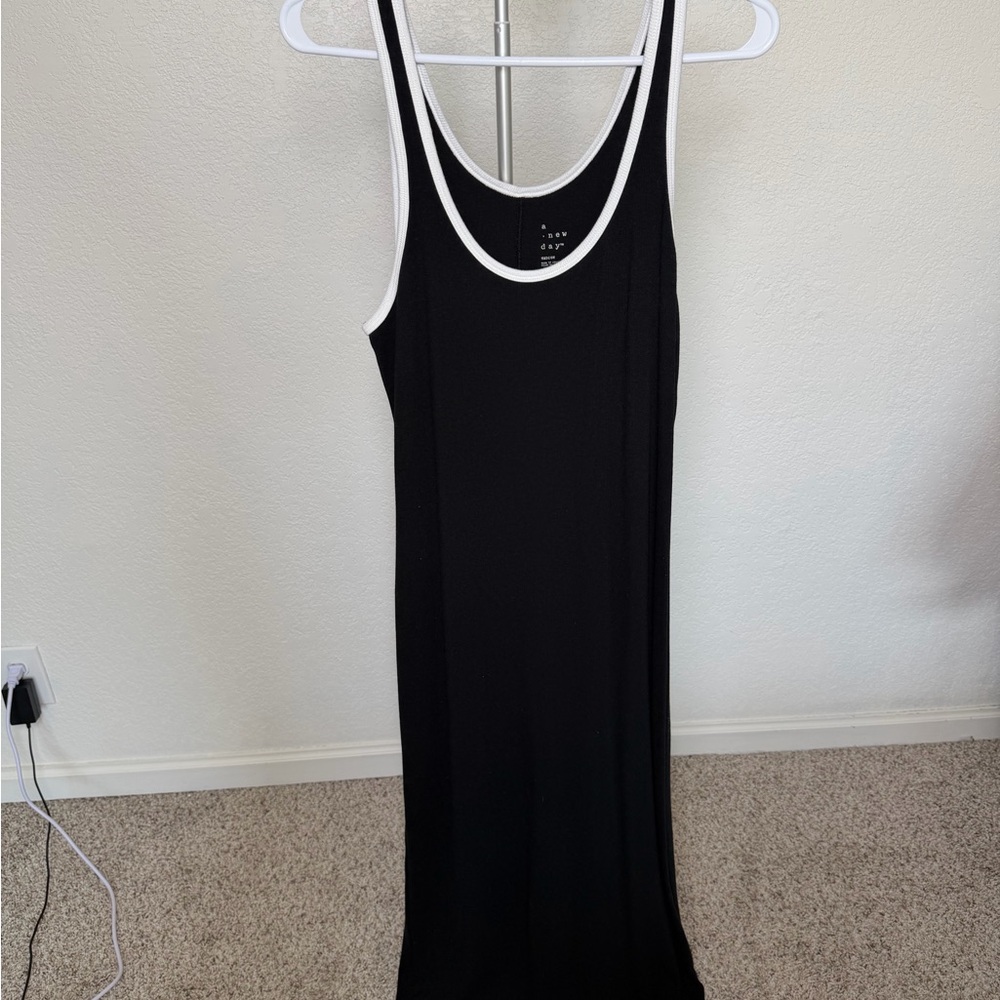 a new day Black Maxi Tank Dress with White Trim